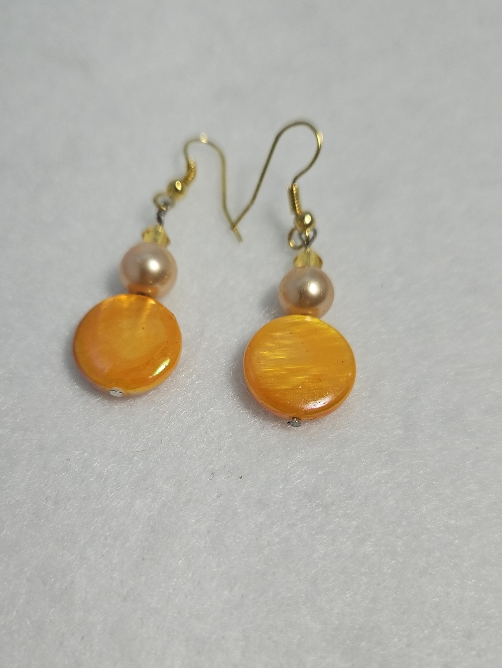 Hand Crafted Golden Glow Pearl Drop Earrings